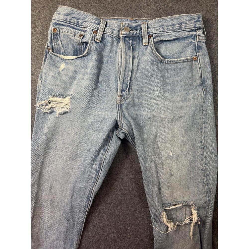 Levi's Premium 501 Button Fly Distressed Jeans Light Wash W30 L28